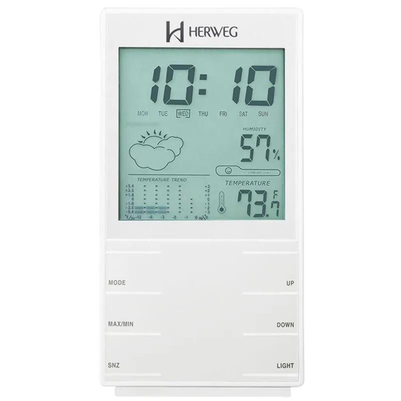 RELOGIO DIGITAL DESPERTADOR COM MEDIDOR DE TEMPERATURA E UMIDADE HERWEG FUNCAO MAXIMA E MINIMA E TER