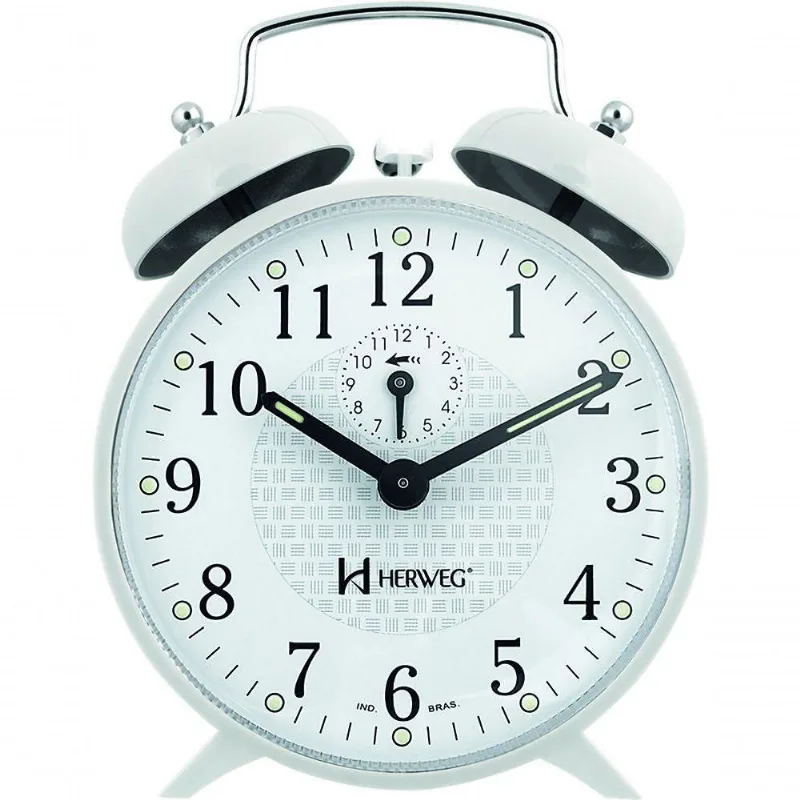 Relógio Despertador Mecânico A Cordas 2206 Branco - Branco