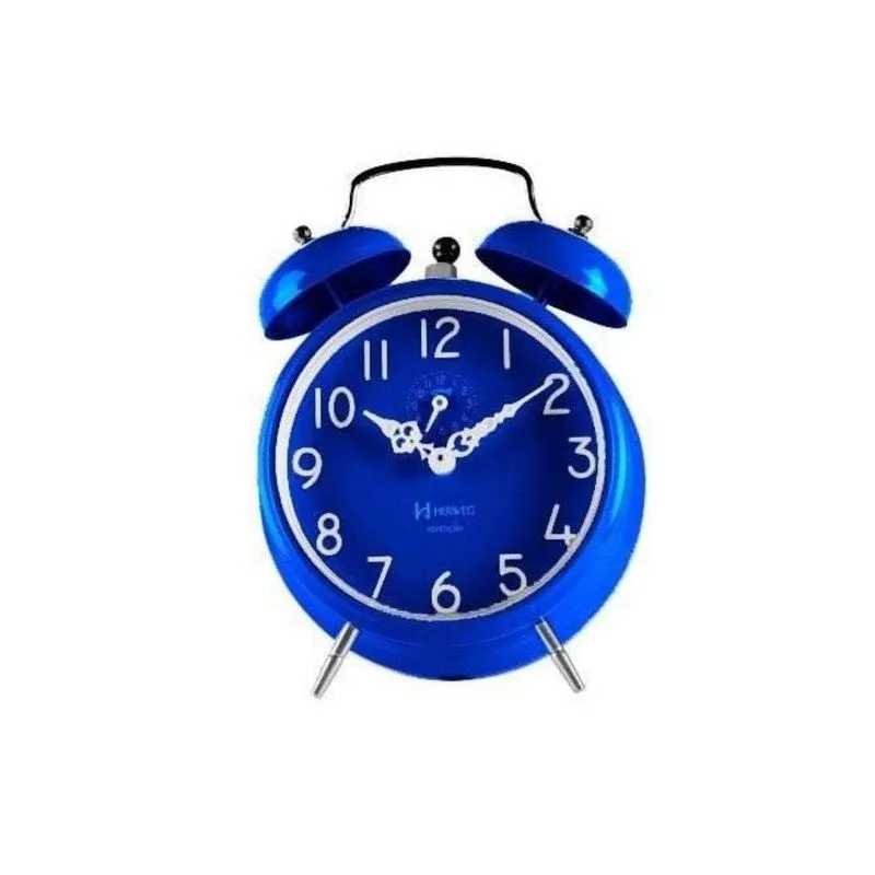 Despertador Mecanico A Corda Azul Escuro Herweg Decorativo