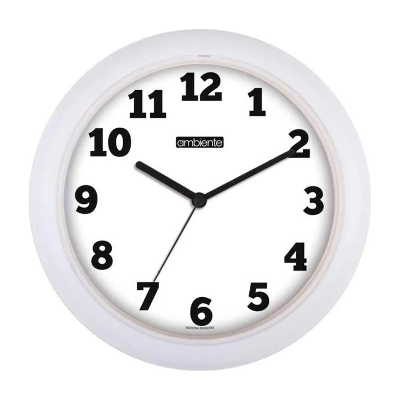 Relógio De Parede Ambiente 25cm Quartz 191300-021 Branco
