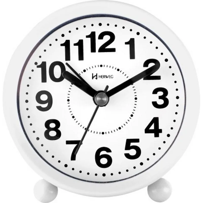 Relógio Despertador A Pilha Branco Alarme Herweg 2713-021