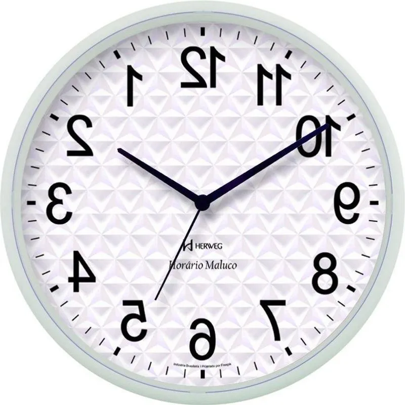 Relógio Parede Quartz Anti Horário Branco - Branco