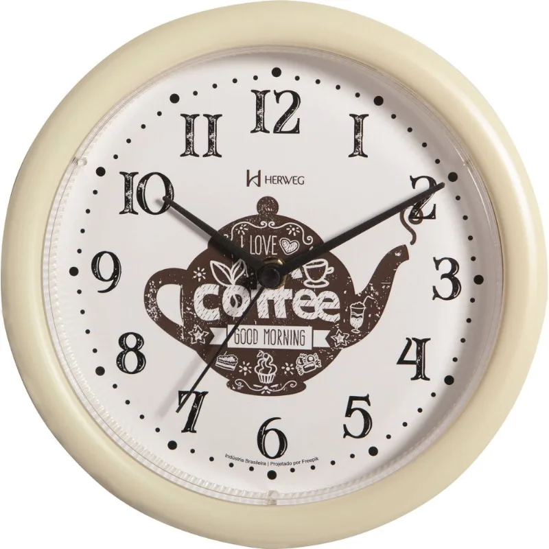 Relógio Parede 22Cm Silencioso Marfim Cozinha Herweg 660061S