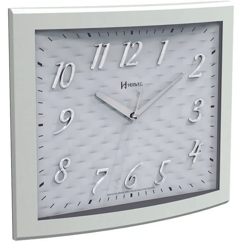 Relógio De Parede Quadrado Herweg Branco Brilhante 6904-242