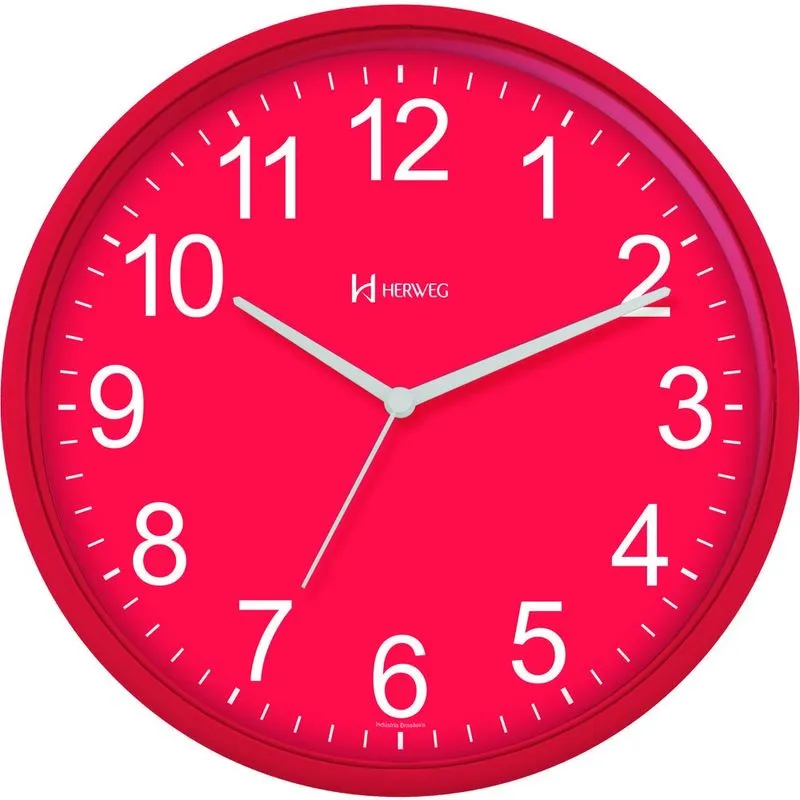Relógio De Parede Vermelho 26 Cm - Herweg - 660111269