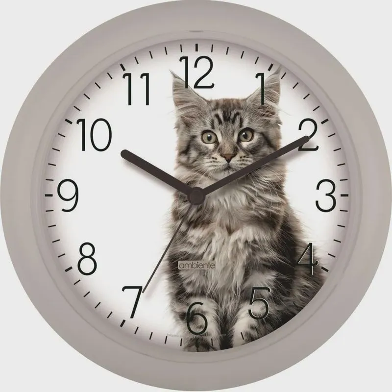 Relógio De Parede Ambiente Cinza Gato