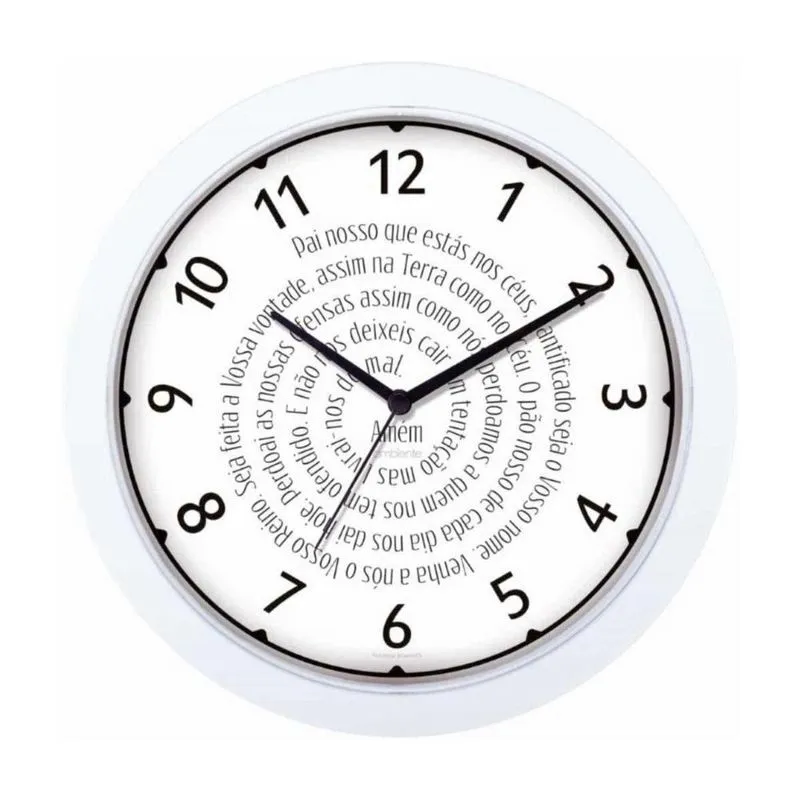 Relógio De Parede Ambiente 28Cm Pai Nosso 119074-021 Branco