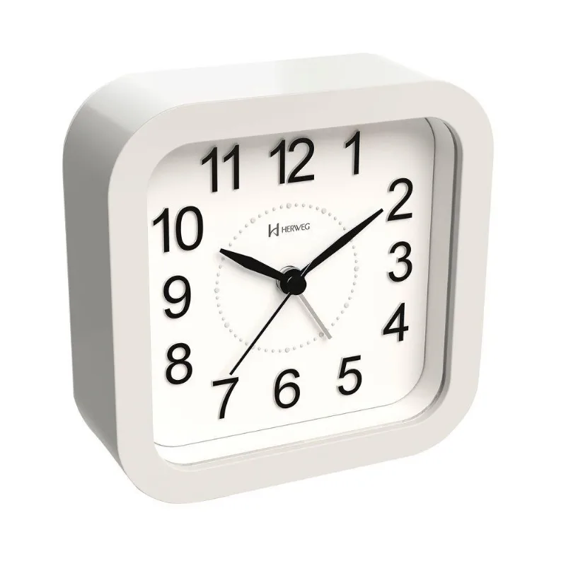 Relógio Despertador Quartz Herweg Silencioso Luz 2644 Branco - Branco