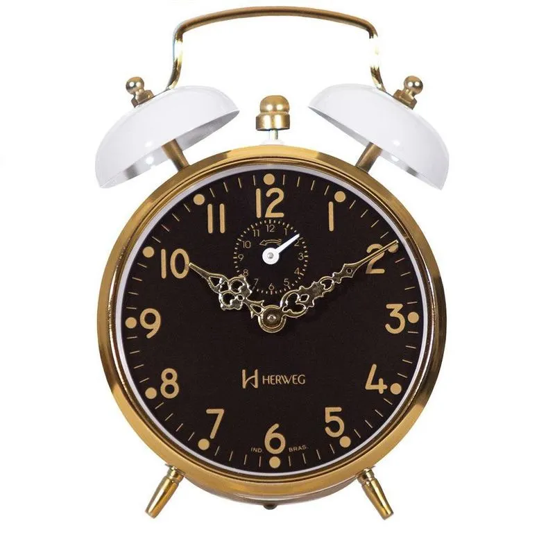 Relógio Despertador Mecânico Herweg Branco 2234-021