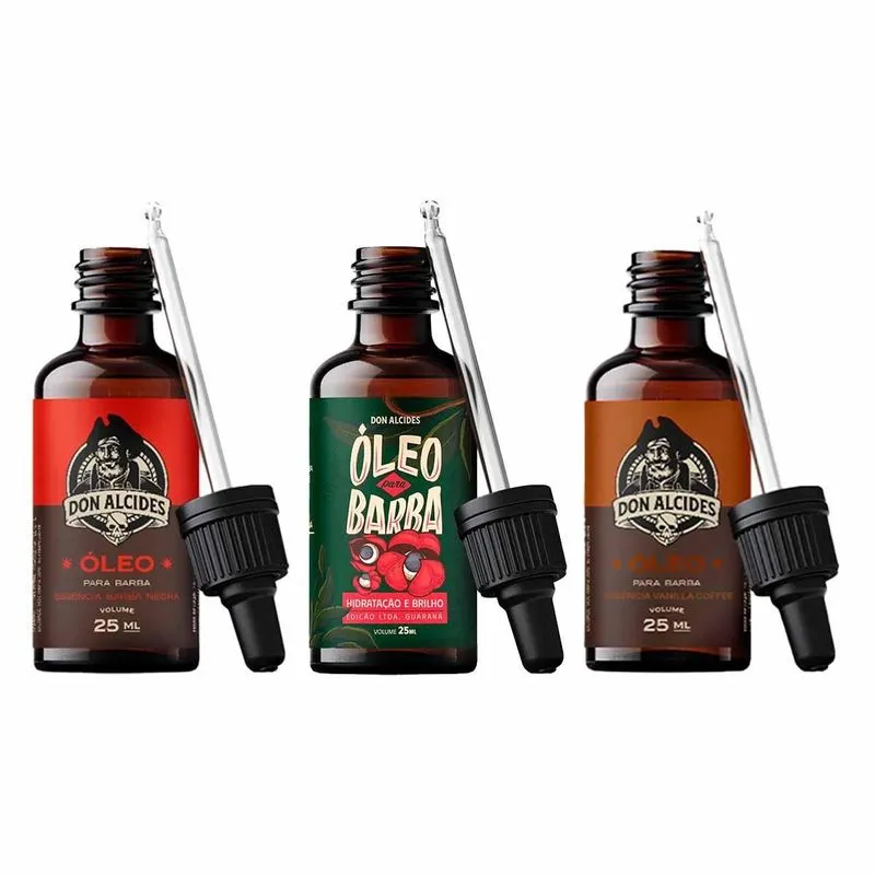 Kit 3x Óleo Barba Negra Guaraná E Vanilla Coffee Don Alcides