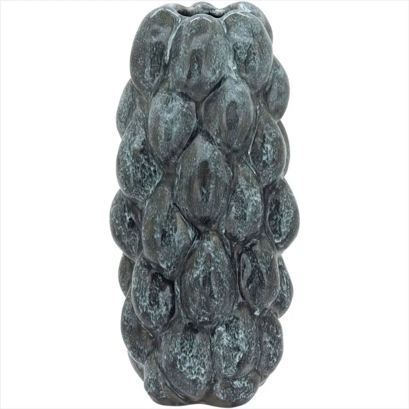 Vaso Cerâmica 34x15x15cm Cinza