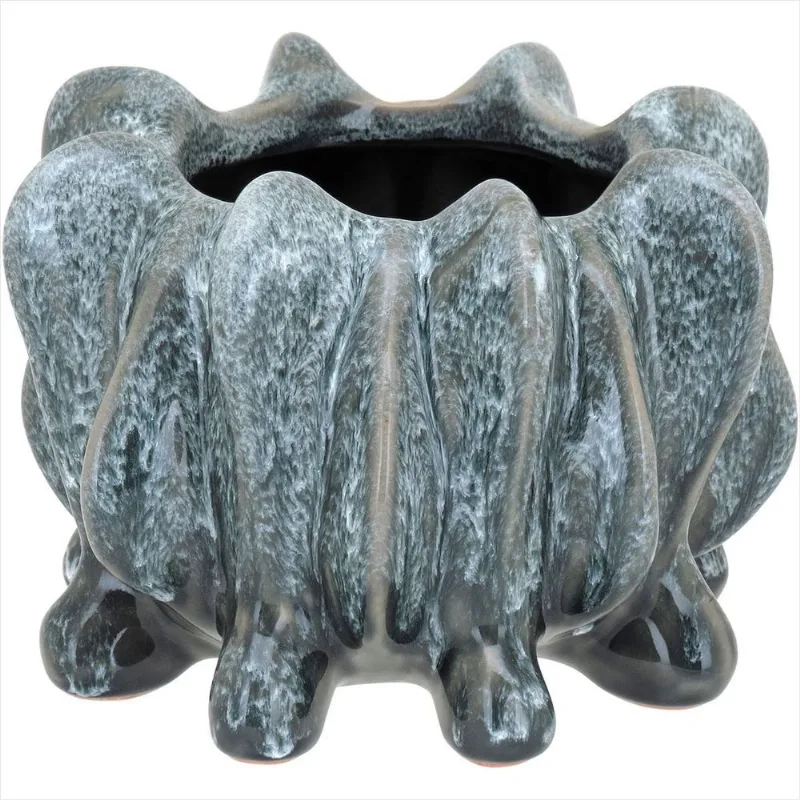 Vaso Cerâmica 12x16x16cm Cinza