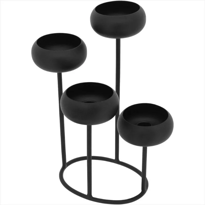 Castiçal 4 Velas Metal 33x26x26cm Preto