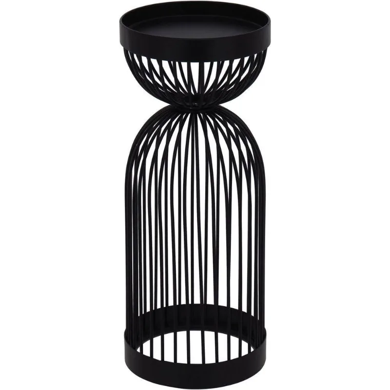Castiçal Porta Vela Metal 26x10x10cm Preto