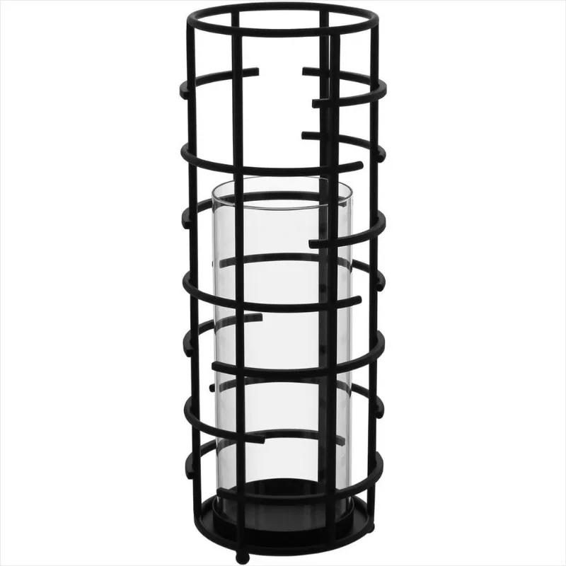 Castiçal Metal 46x16x16cm Preto
