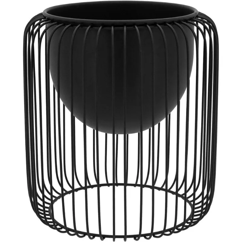 Cachepô Vaso Decorativo Planta Metal 28x26x26cm Preto