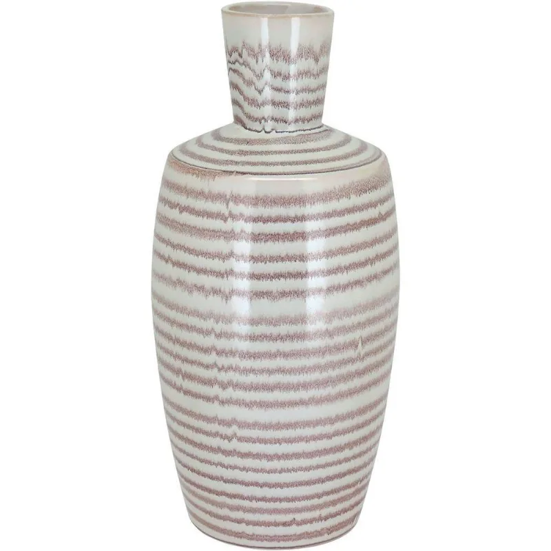 Vaso Decorativo Enfeite Casa Cerâmica 37x17x17cm Creme
