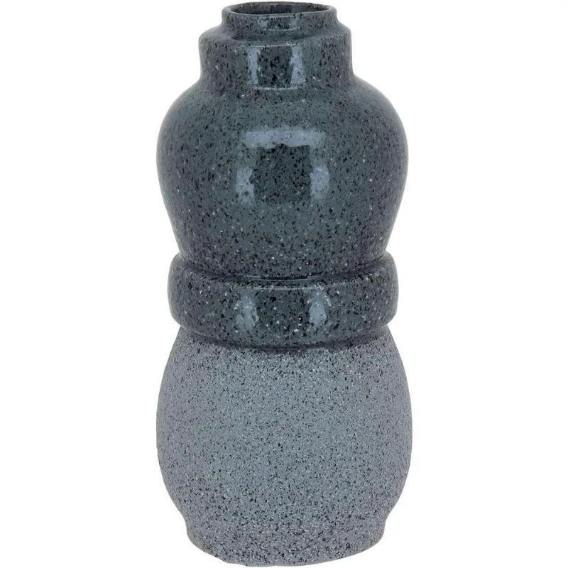 Vaso Decorativo Enfeite Casa Cerâmica 32x15x15cm Cinza