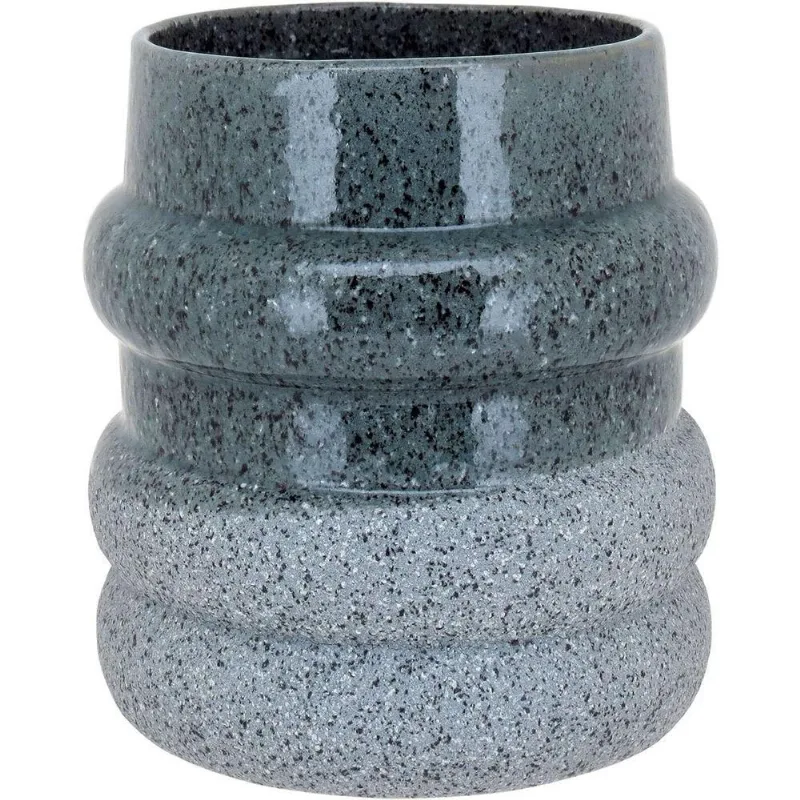 Vaso Decorativo Enfeite Casa Cerâmica 19x18x18cm Cinza