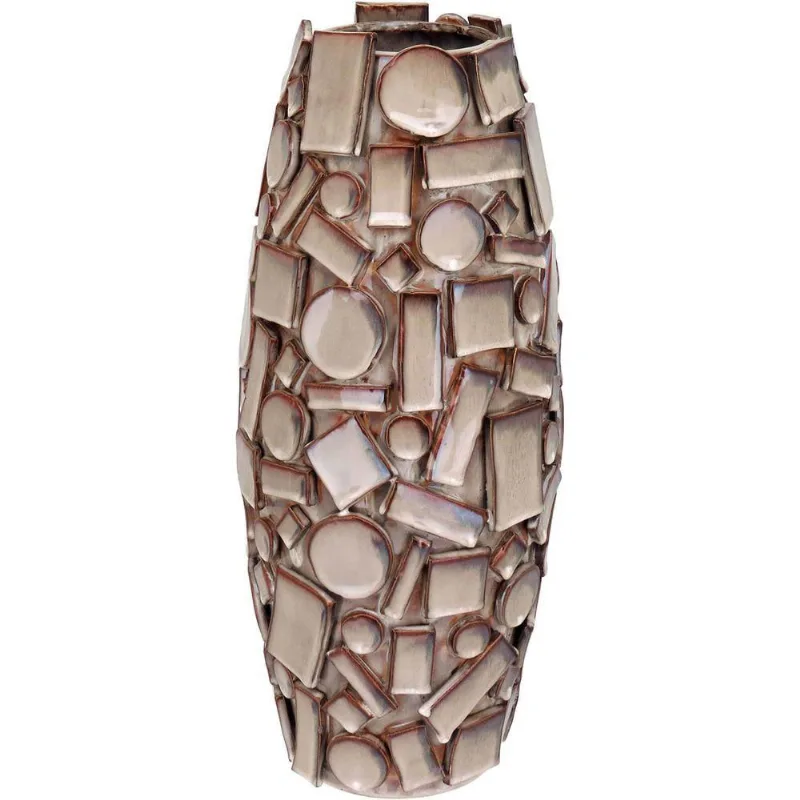Vaso Decorativo Enfeite Casa Cerâmica 45x21x21cm Bege