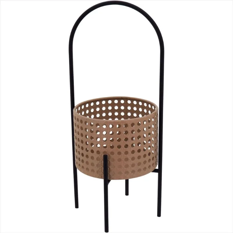 Cachepô de Metal 40x15x15cm Bege