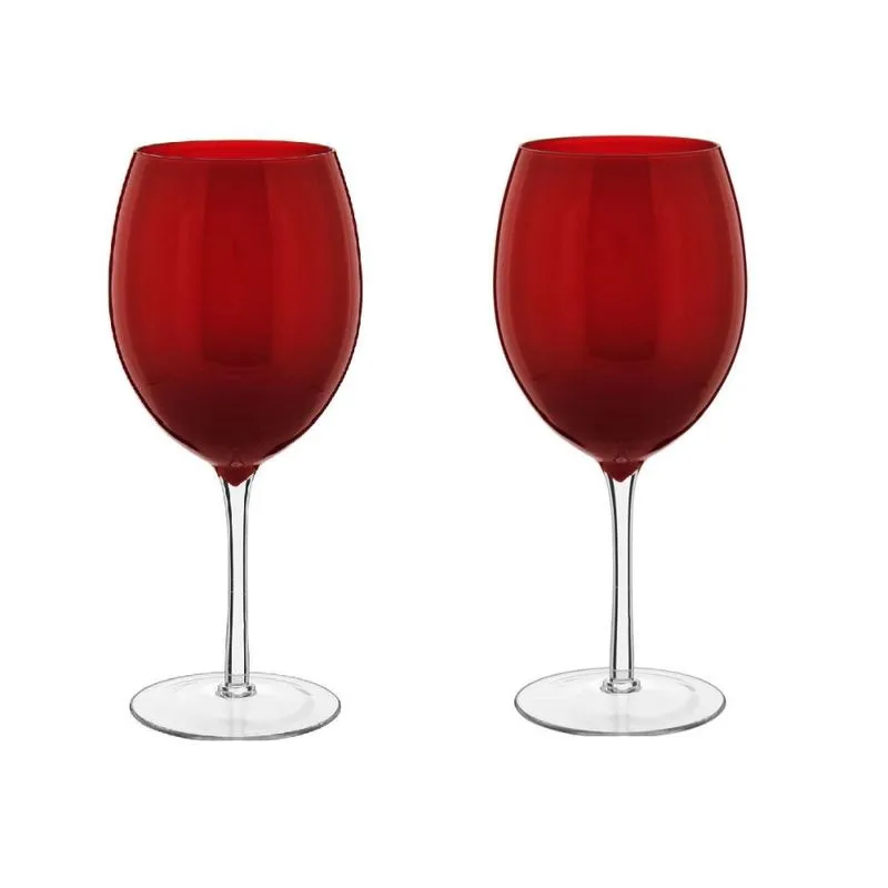 Jg 2PÇ taças agua HOME&CO opus vidro vermelho 590ml