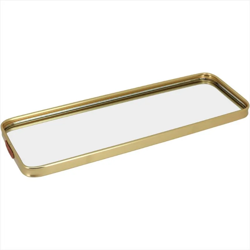 Bandeja Espelhado Metal 3x35x12cm Dourado -
