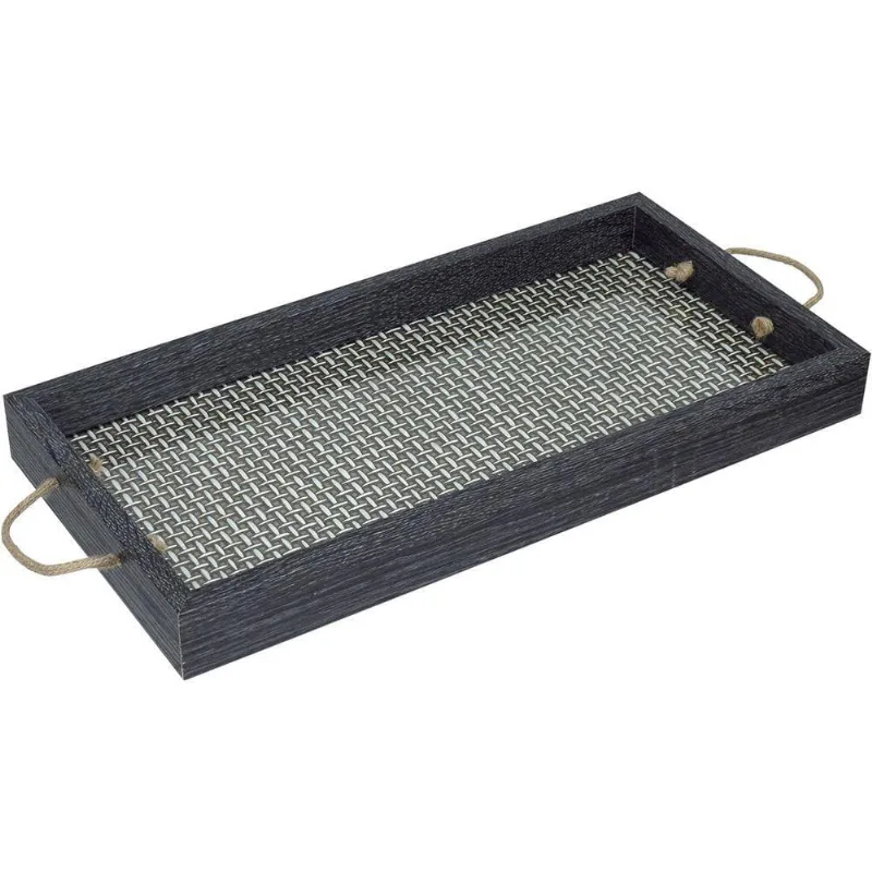 Bandeja Decorativa Para Servir Home&co Retangular Mdf 40x20x4cm Preto
