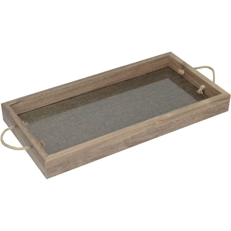 Bandeja Decorativa Para Servir Home&co Retangular Mdf 20x40x4cm Bege