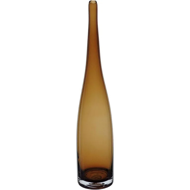 Vaso Decorativo Enfeite Casa Garrafa Home&co Vidro 41x8x8cm âmbar
