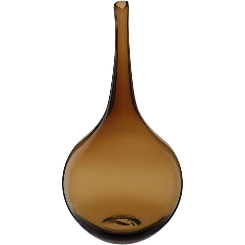 Vaso Decorativo Enfeite Casa Garrafa Home&co Vidro 33x17x17cm âmbar