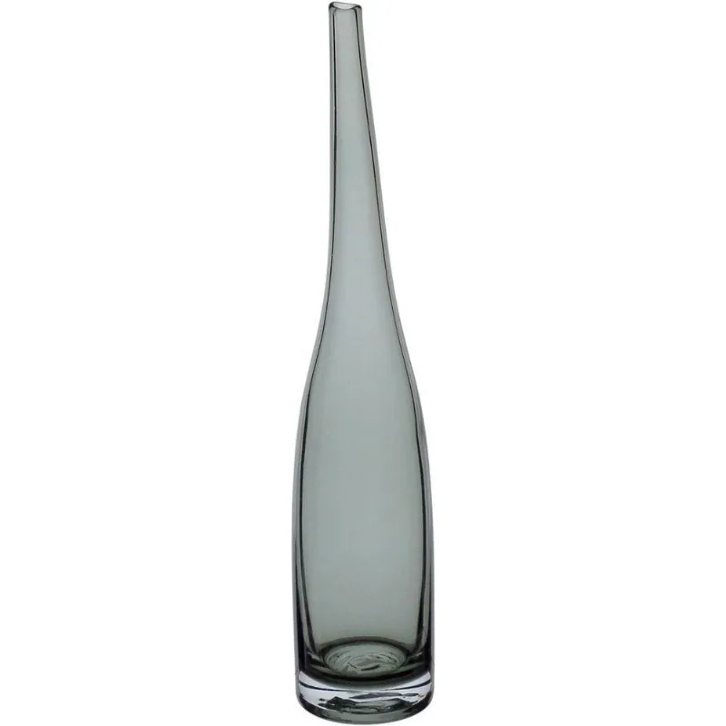 Vaso Decorativo Enfeite Casa Garrafa Home&co Vidro 41x8x8cm Fume