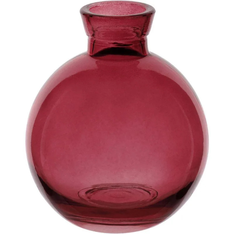 Vaso Decorativo Enfeite Casa Garrafa Home&amp;co Vidro 9x7x7cm Vinho