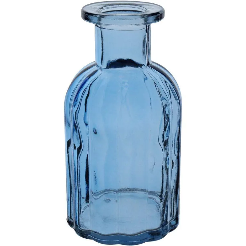 Vaso Decorativo Enfeite Casa Garrafa Home&co Vidro 14x7x7cm Azul