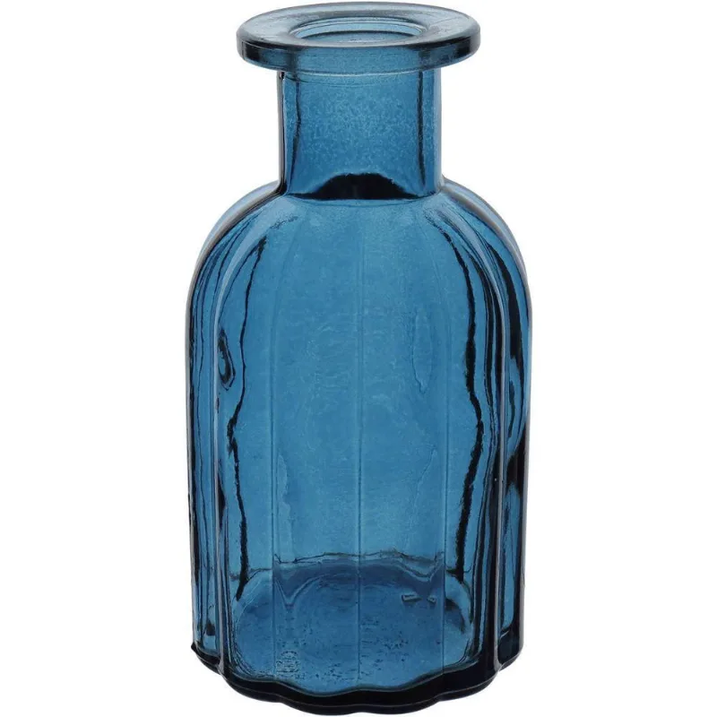 Vaso Decorativo Enfeite Casa Garrafa Home&co Vidro 14x7x7cm Azul