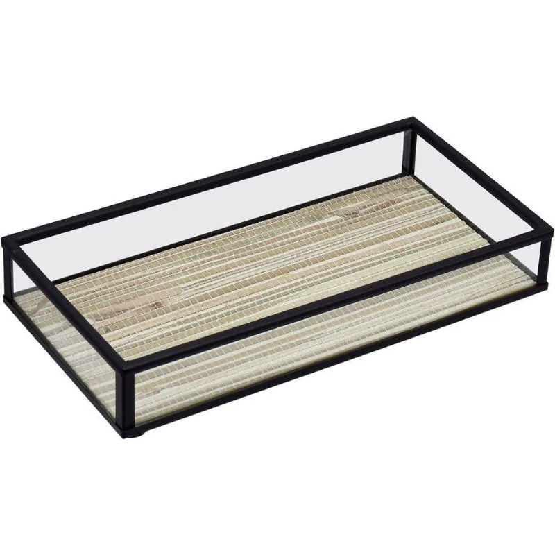 Bandeja Decorativa Enfeite Para Servir Home&co Vidro 3x10x20cm Bege