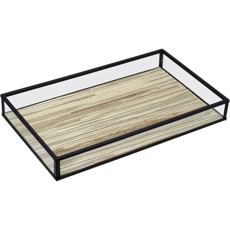 Bandeja Decorativa Para Servir Lavabo Home&co Vidro 3x15x25cm Bege