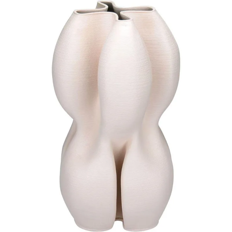 Vaso Decorativo Enfeite Casa Aparador 3d Home&co Cerâmica 32x19x19cm Nude