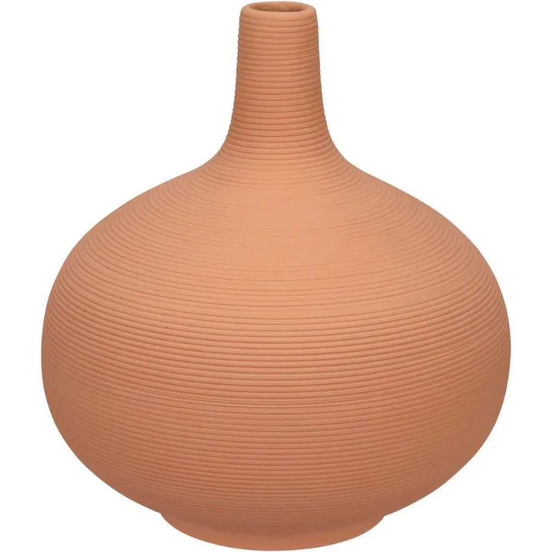 Vaso Decorativo Enfeite Casa Aparador Garrafa Home&co Cerâmica 20x18x18cm Pêssego