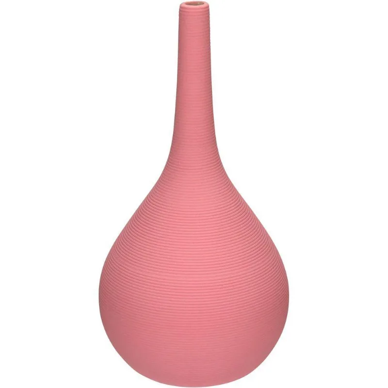 Vaso Decorativo Enfiete Casa Aparador Garrafa Home&amp;co Cerâmica 29x15x15cm Rosa