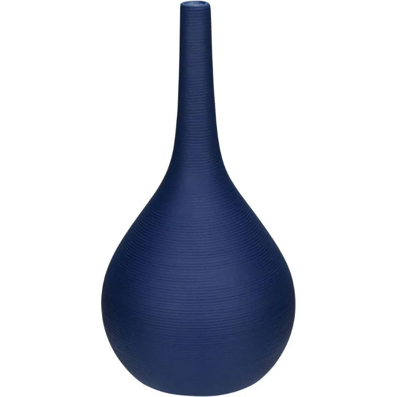 Vaso Decorativo Enfiete Casa Aparador Garrafa Home&amp;co Cerâmica 29x15x15cm Azul Navy