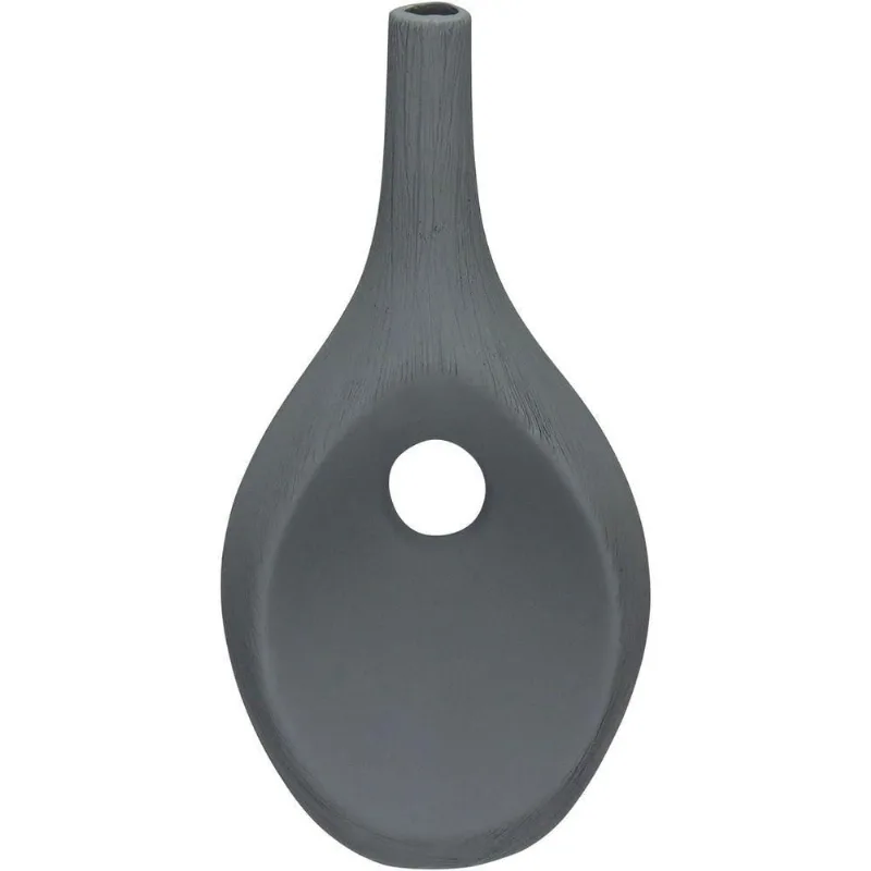 Vaso Decorativo Enfeite Casa Aparador Garrafa Home&co Cerâmica 37x19x12cm Cinza