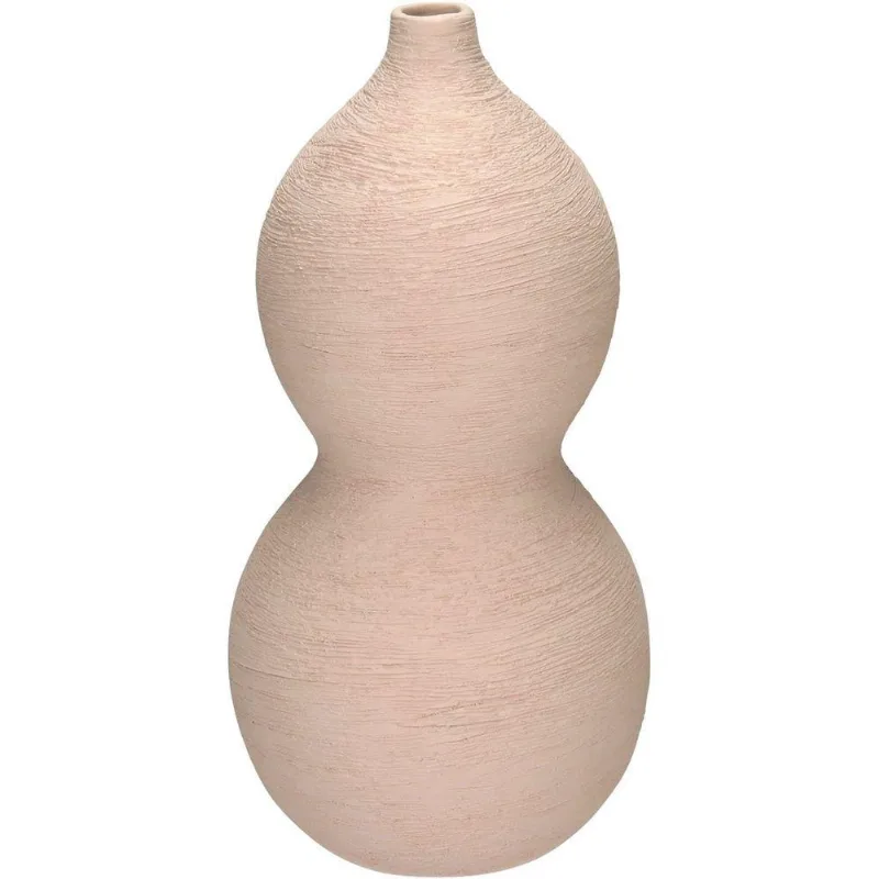 Vaso Decorativo Enfiete Casa Aparador Esferas Home&amp;co Cerâmica 28x14x14cm Nude
