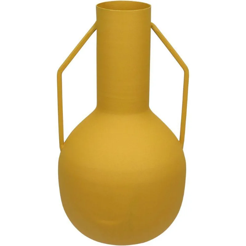 Vaso Decorativo Enfeite Casa Aparador Garrafa Home&co Metal 20x11x11cm Amarelo