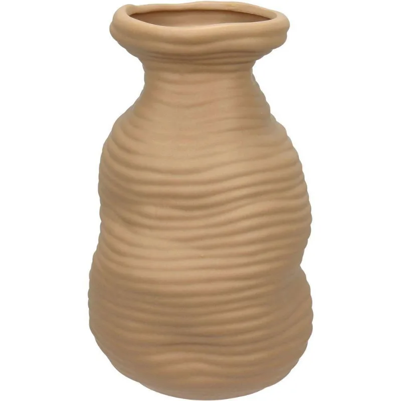 Vaso Decorativo Enfeite Casa Aparador Home&co Cerâmica 23x14x14cm Nude