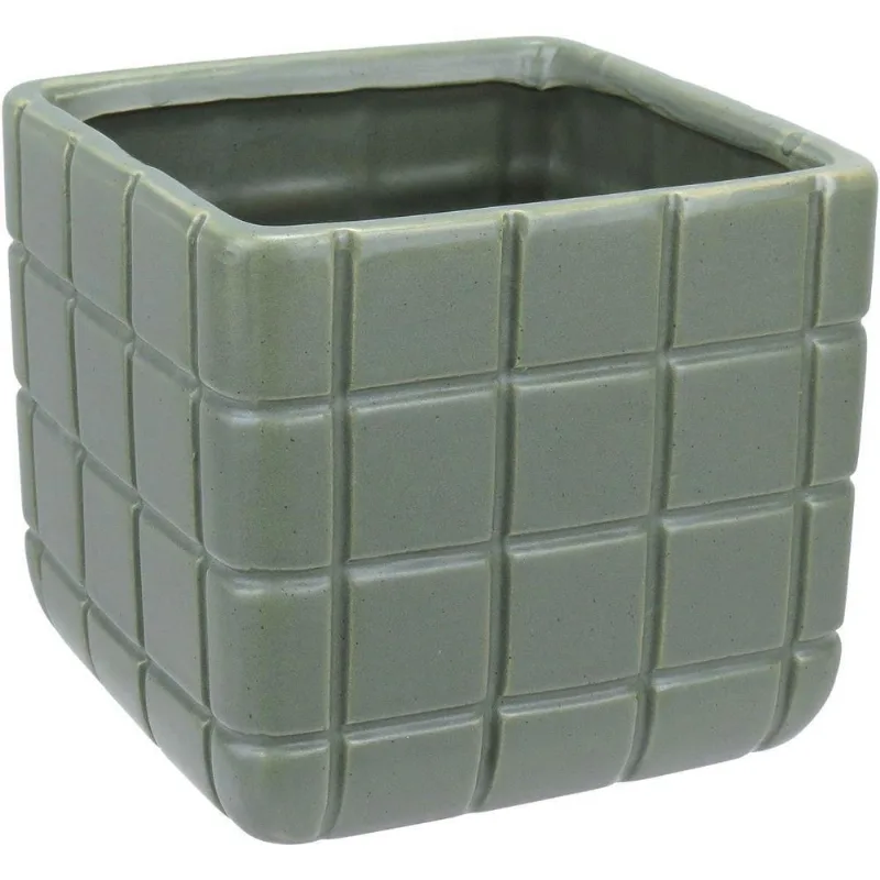 Vaso Decorativo Enfeite Casa Aparador Home&co Cerâmica 13x15x15cm Verde