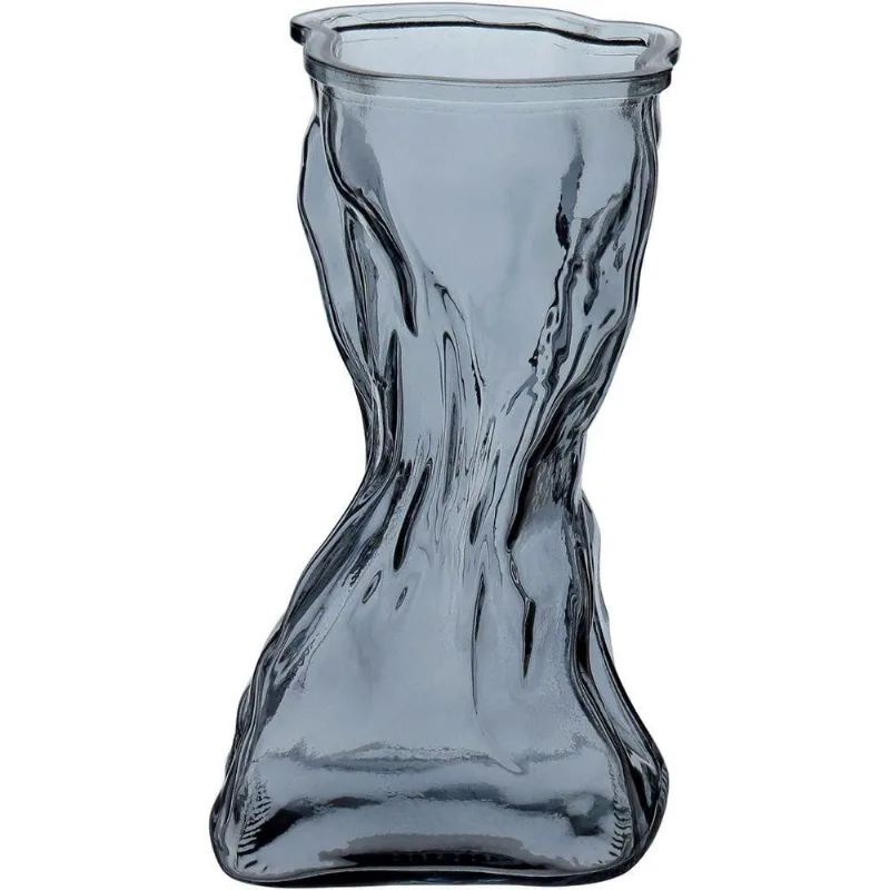 Vaso Decorativo Enfeite Casa Amassado Home&co Vidro 21x9x13cm Fume