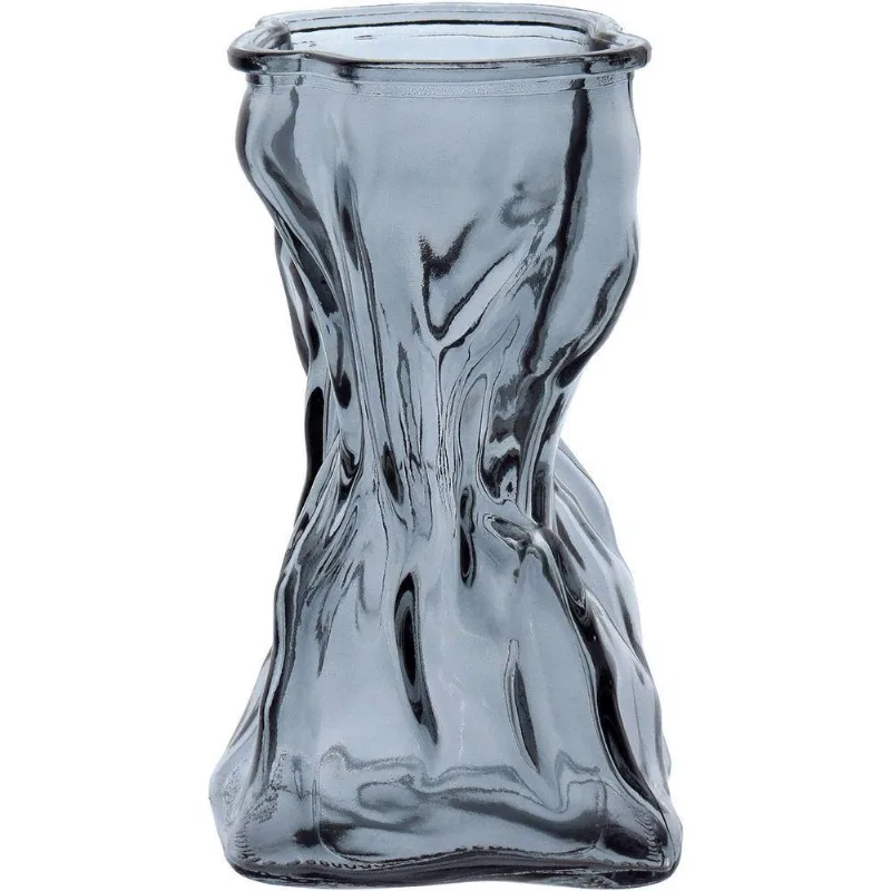 Vasodecorativo Enfeite Casa Amassado Home&amp;co Vidro 17x7x9cm Fume