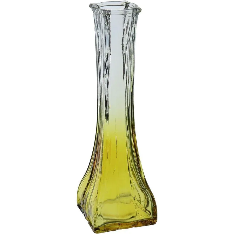 Vaso Decorativo Enfeite Casa Floreiro Home&co Vidro 20x6x6cm Amarelo
