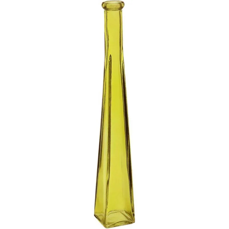 Vaso Decorativo Enfeite Casa Floreiro Home&co Vidro 30x5x5cm Amarelo